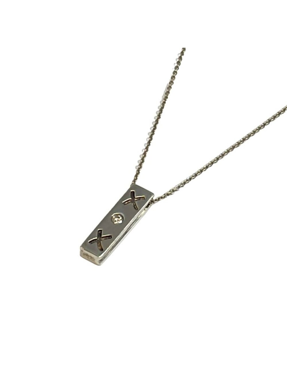 Tiffany & Co Necklace Kiss Bar Diamond Silver